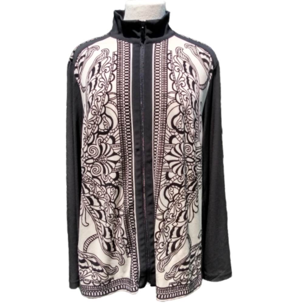 Unique Stretch Zip Long Sleeve Mock Neck J…